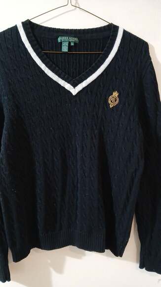 Polo Ralph Lauren Black & Cream Cricket Sweater - Picture 3 of 6